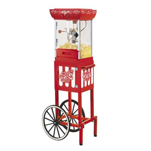 Nostalgia Electrics Vintage Series Commercial Kettle Popcorn Cart, Red