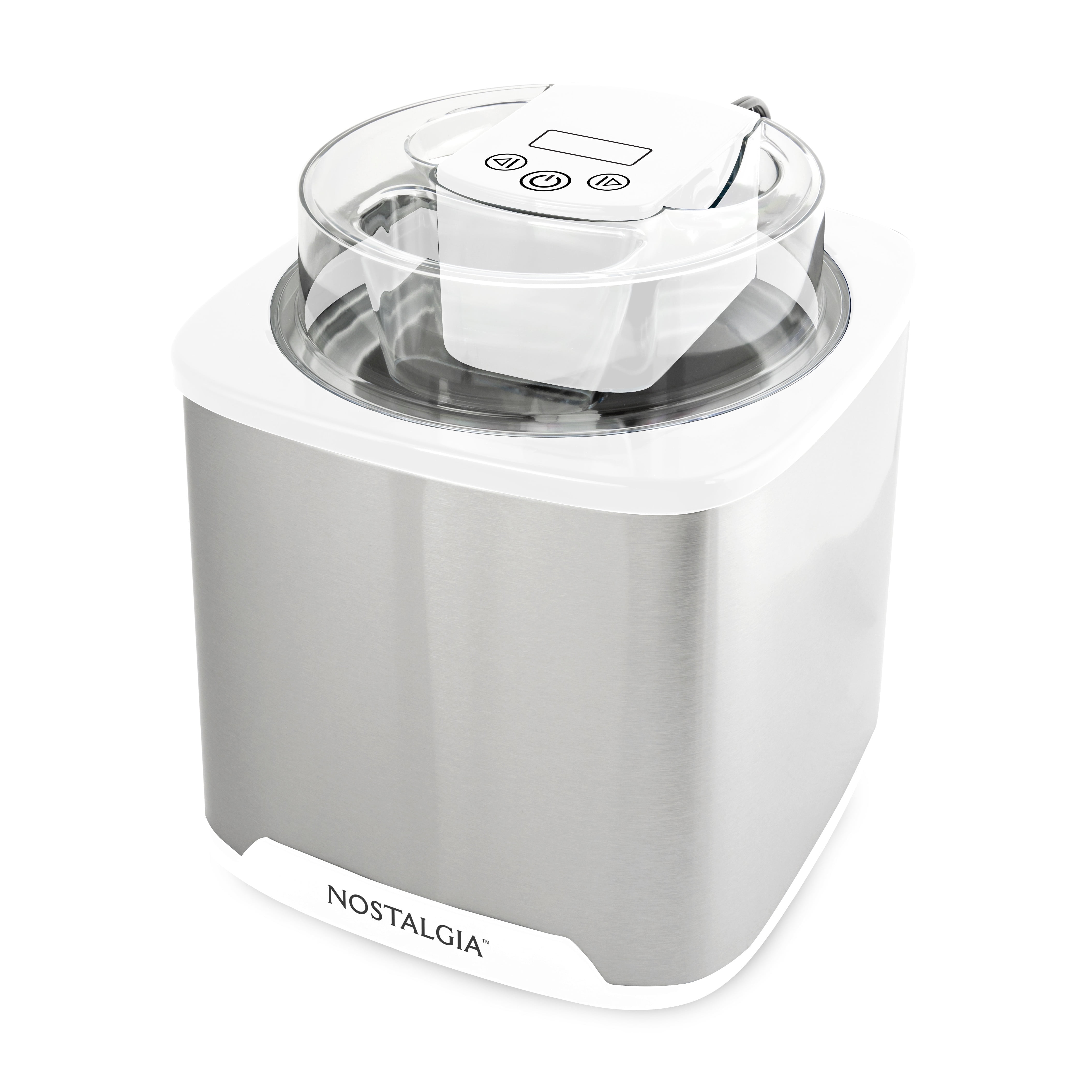Nostalgia 2-Quart Electric Ice Cream Maker – Make Homemade Ice Cream, Gelato, Sorbet & Frozen Yogurt – No Salt/Ice Needed, Digital Controls, Mix-In Chute & Freezing Gel Canister – White