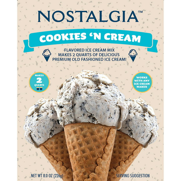 Nostalgia 2-Quart Homemade Premium Cookies N' Cream Ice Cream Starter Mix