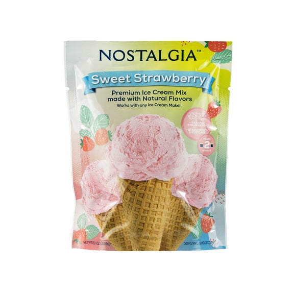 Nostalgia 2-Quart Homemade Premium Strawberry Ice Cream Starter Mix, 8 oz