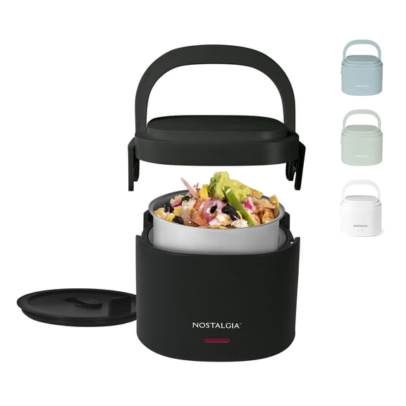 Nostalgia 20 oz. Portable Heated Lunch Box, Black