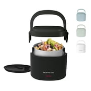 Nostalgia 20 oz Portable Heated Lunch Box with Stainless Steel Lunch Container, Black