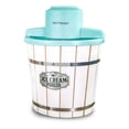 thumbnail image 1 of Nostalgia 4-Quart Ice Cream Machine, Parlor Wood Bucket Electric Ice Cream Maker, White and Aqua, 1 of 7