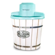 Nostalgia 4-Quart Ice Cream Machine, Parlor Wood Bucket Electric Ice Cream Maker, White and Aqua