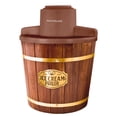 thumbnail image 1 of Nostalgia 4-Quart Ice Cream Machine, Vintage Electric Ice Cream Maker with Clear Lid, Dark Wood, 1 of 8