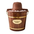 thumbnail image 1 of Nostalgia 4-Quart Ice Cream Machine, Vintage Electric Ice Cream Maker with Clear Lid, Dark Wood, 1 of 6