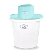 Nostalgia 4 qt. Ice Cream Machine, Vintage Electric Ice Cream Maker with Clear Lid, White/Blue