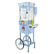 Nostalgia 54-Inch Retro Snow Cone Maker Cart and Shaved Ice Machine with Side Shelf, Blue
