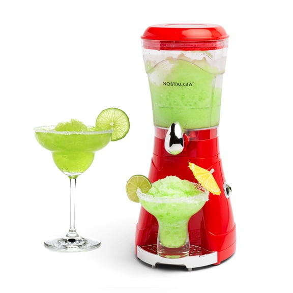 Nostalgia 64 oz. Slushie Machine, 200W Slushy Maker and Margarita Maker with 3 Blending Speeds, Red