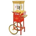 thumbnail image 1 of Nostalgia 8 oz. Popcorn Machine Cart, Stainless Steel Vintage Popcorn Maker Cart, Makes 32 Cups, Red, 1 of 6