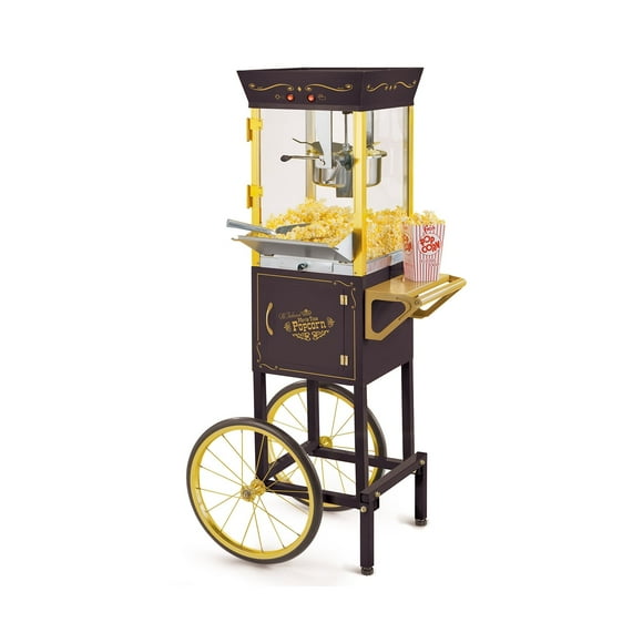 Nostalgia Appliances Popcorn Cart Vintage Movie Theatre Popcorn Machine, Black