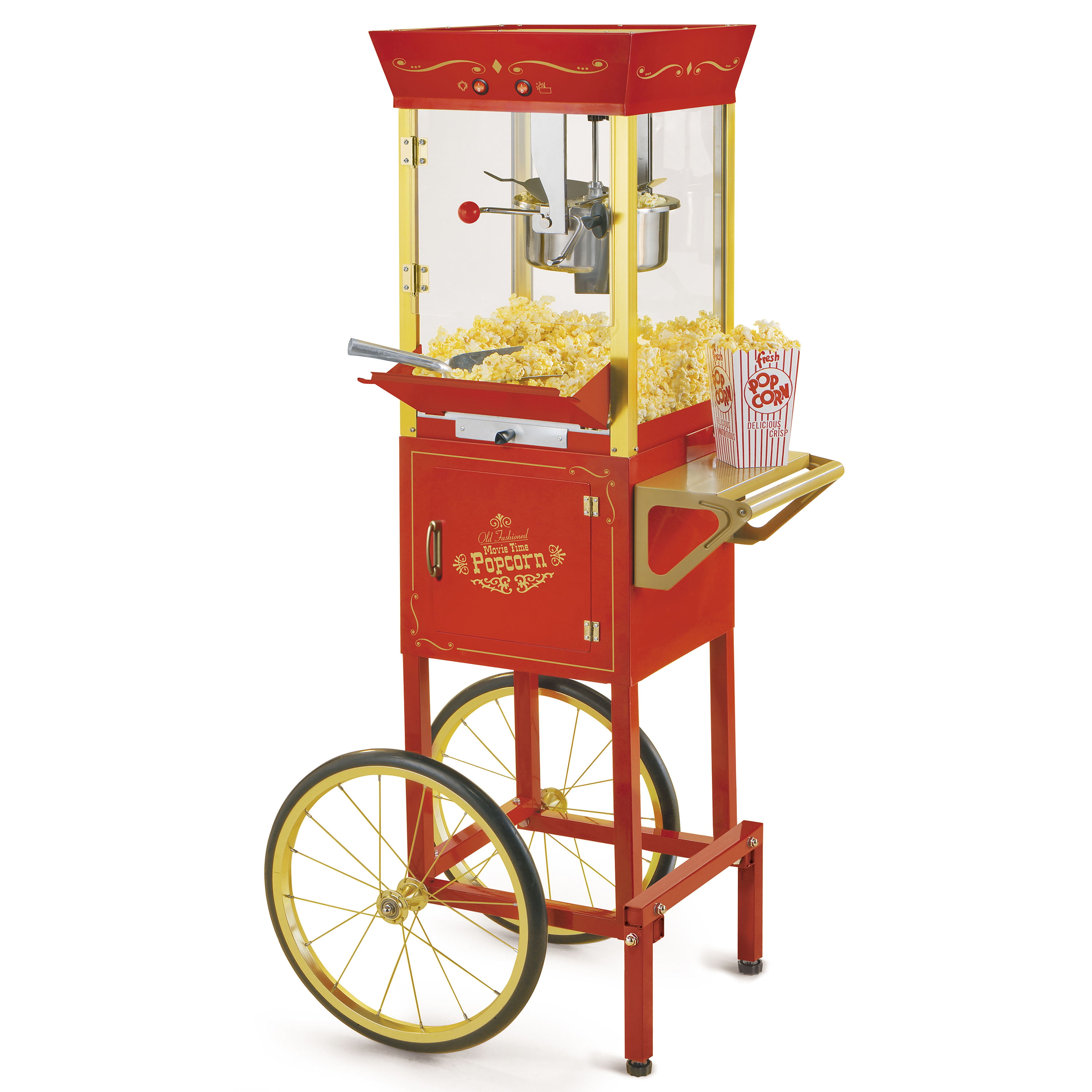 Vintage Red Stainless Steel Popcorn Maker Cart with Wheels
