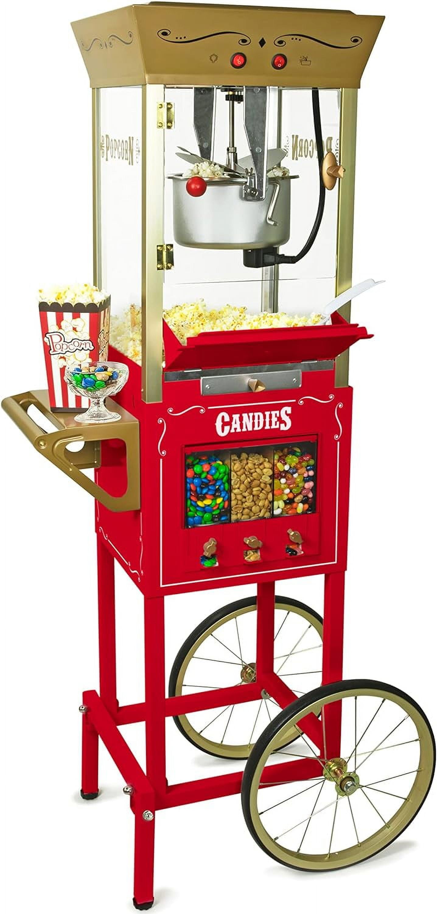Nostalgia Red Vintage Popcorn Cart with Candy Dispenser