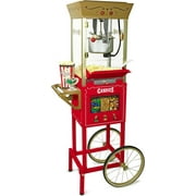 Nostalgia Vintage Popcorn Machine, Popcorn Maker Cart with Candy Dispensers, Red