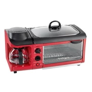 Nostalgia Retro 3-in-1 Breakfast Station with Coffeemaker, Griddle, and Toaster Oven, Retro Red