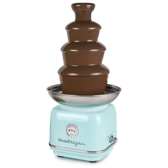 Nostalgia 4-Tier Retro Chocolate Fountain, 2 lb Capacity Auger-Style Chocolate Fondue Fountain, Aqua