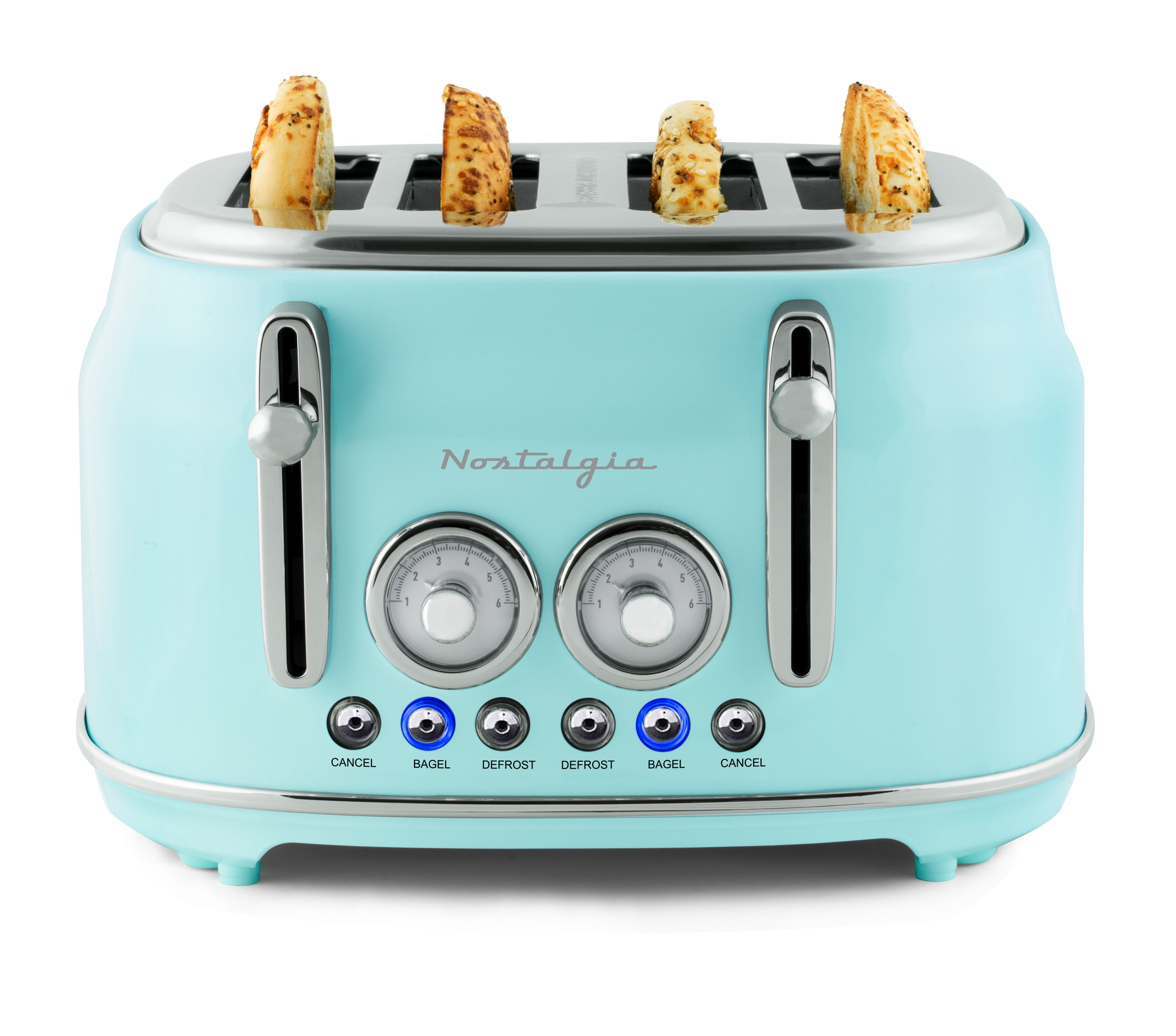 Nostalgia RCOF12AQ New & Improved Retro 12-Cup Programmable Coffee  Maker,Blue & New and Improved Wide 2-Slice Toaster, Aqua