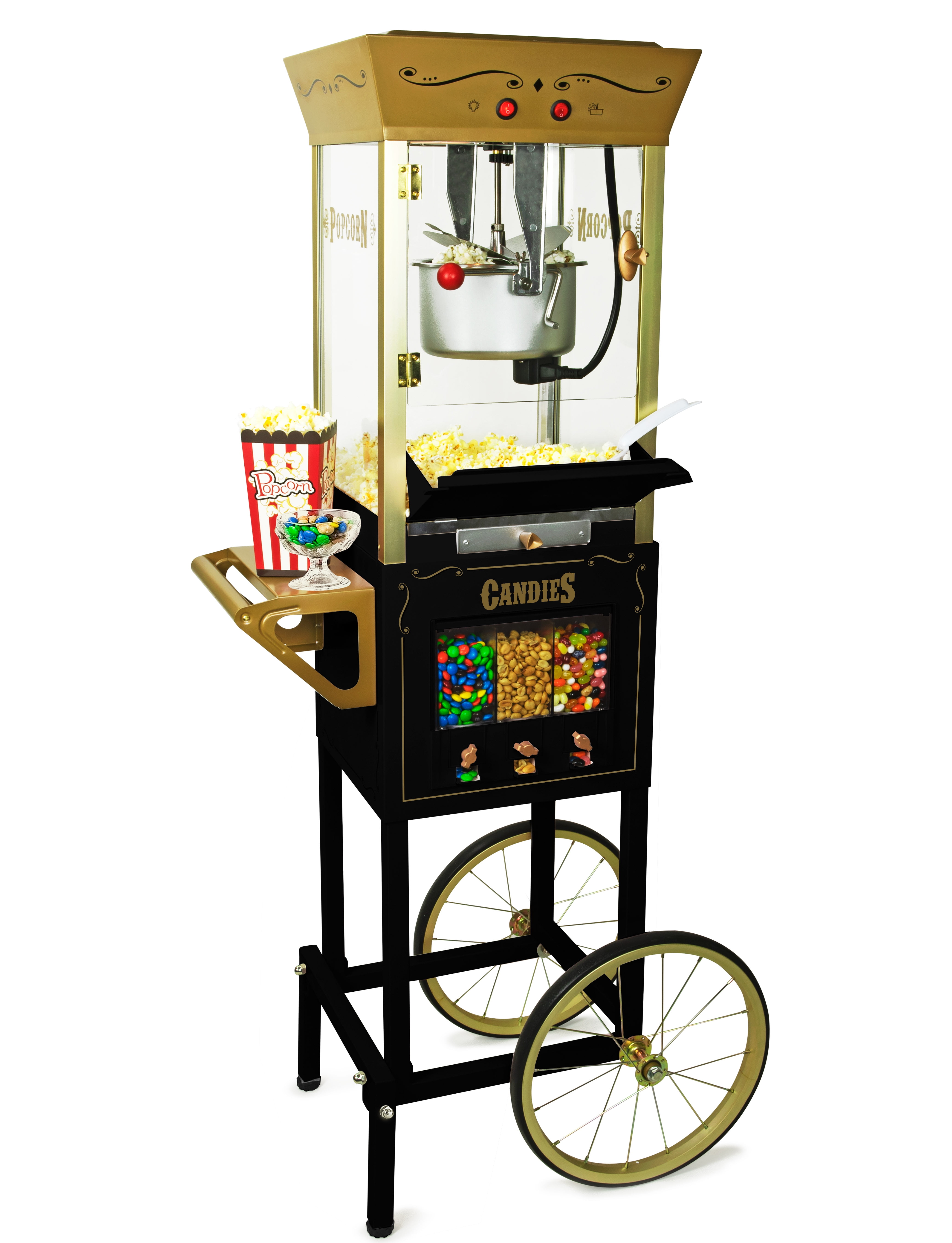 Nostalgia 8 oz Candy Snack Dispensing Popcorn Cart - Black