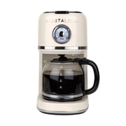Nostalgia Retro Coffee Maker, 10-Cup One Button Brewing Classic Coffee Machine with Reusable Filter, Cream