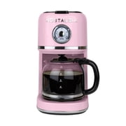 Nostalgia Retro Coffee Maker, 10-Cup One Button Brewing Classic Coffee Machine with Reusable Filter, Pink