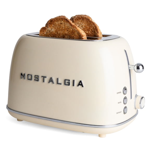 Nostalgia Classic Retro 2-Slice Toaster, Cream