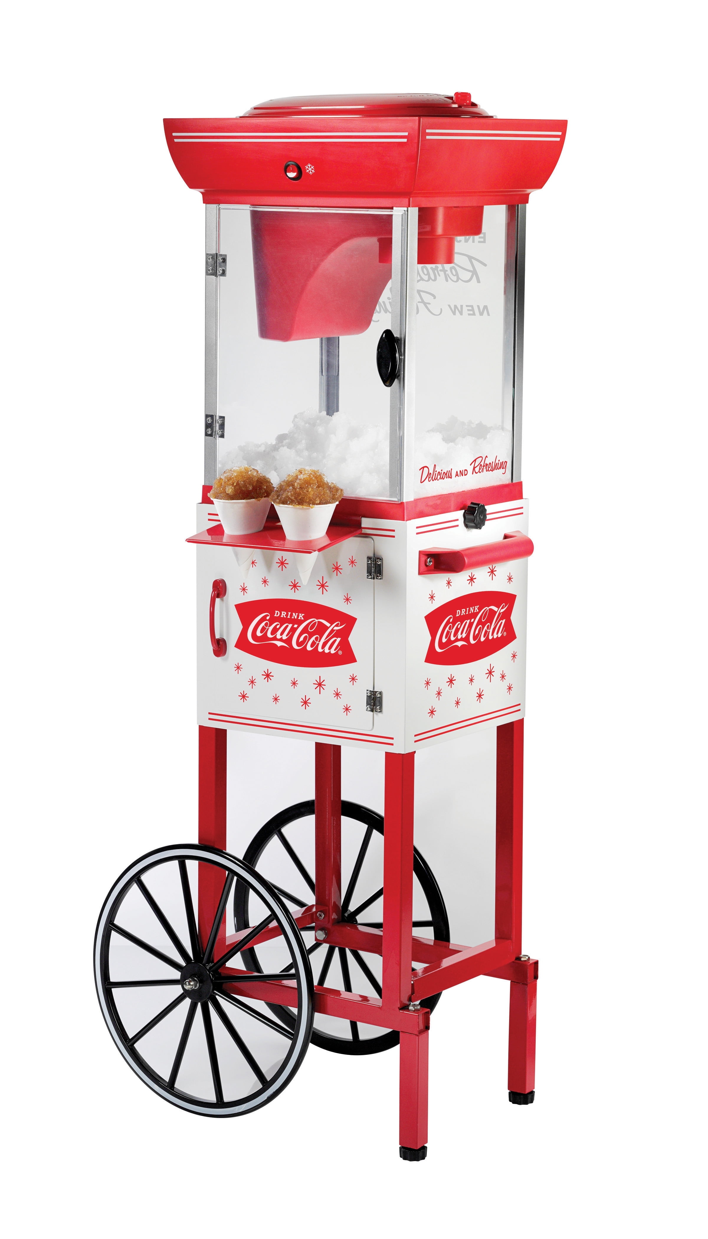 Nostalgia Coca-Cola 48-Inch Tall Snow Cone Cart, Makes 48