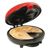 Nostalgia 6-Wedge Electric Quesadilla Maker with Removable Tray and Stuffing Latch, 8 in., Red