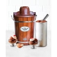 thumbnail image 1 of Nostalgia 6-Quart Ice Cream Machine, Vintage Electric Ice Cream Maker with Clear Lid, Dark Wood, 1 of 6