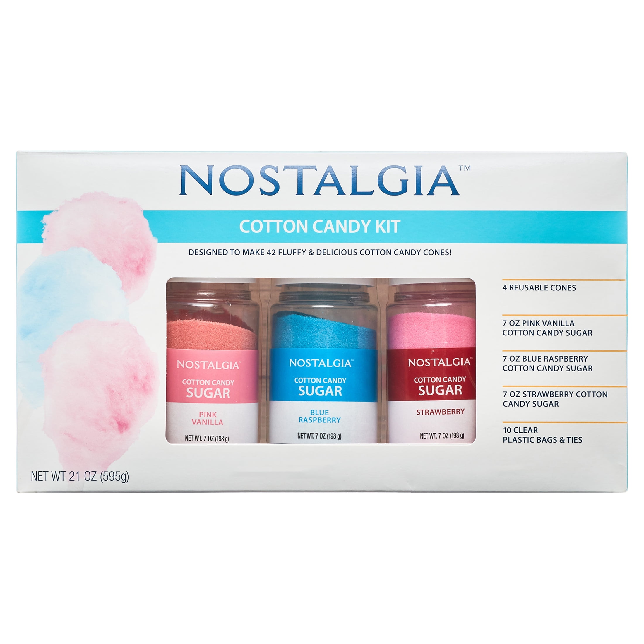 Nostalgia FSCC8 Cotton Candy Party Kit, 3 7oz Flossing Sugars
