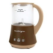 Nostalgia 3-in-1 Hot Chocolate Maker, 32 fl oz Capacity Compact Milk Frother and Steamer, Brown