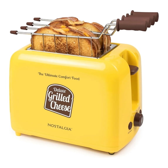 Nostalgia Grilled Cheese Sandwich Toaster, Deluxe Toaster with Removable Toasting Baskets, 2 Extra Wide Slots