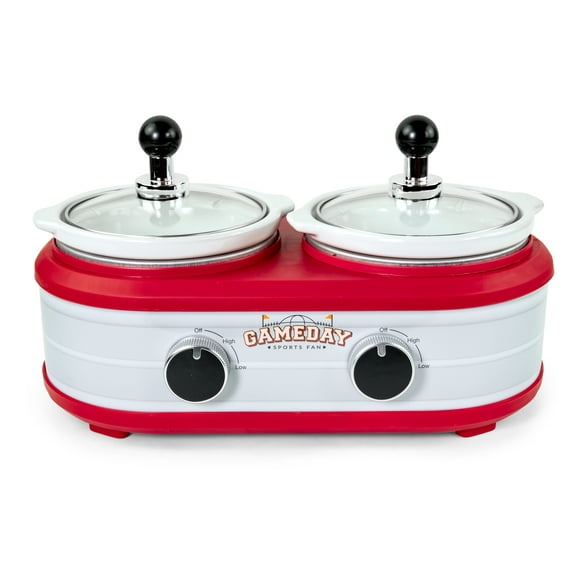 Nostalgia Game Day 2-Qt Ceramic Slow Cooker Portable Crock Pot with Lid