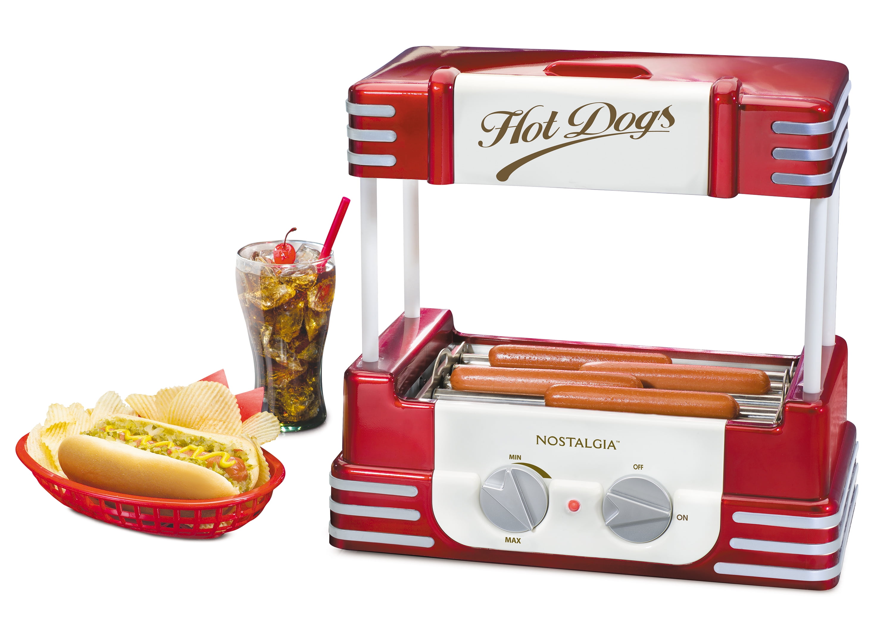 Nostalgia HDR8RR Hot Dog Roller and Bun Warmer, 8 Hot Dog and 6 Bun