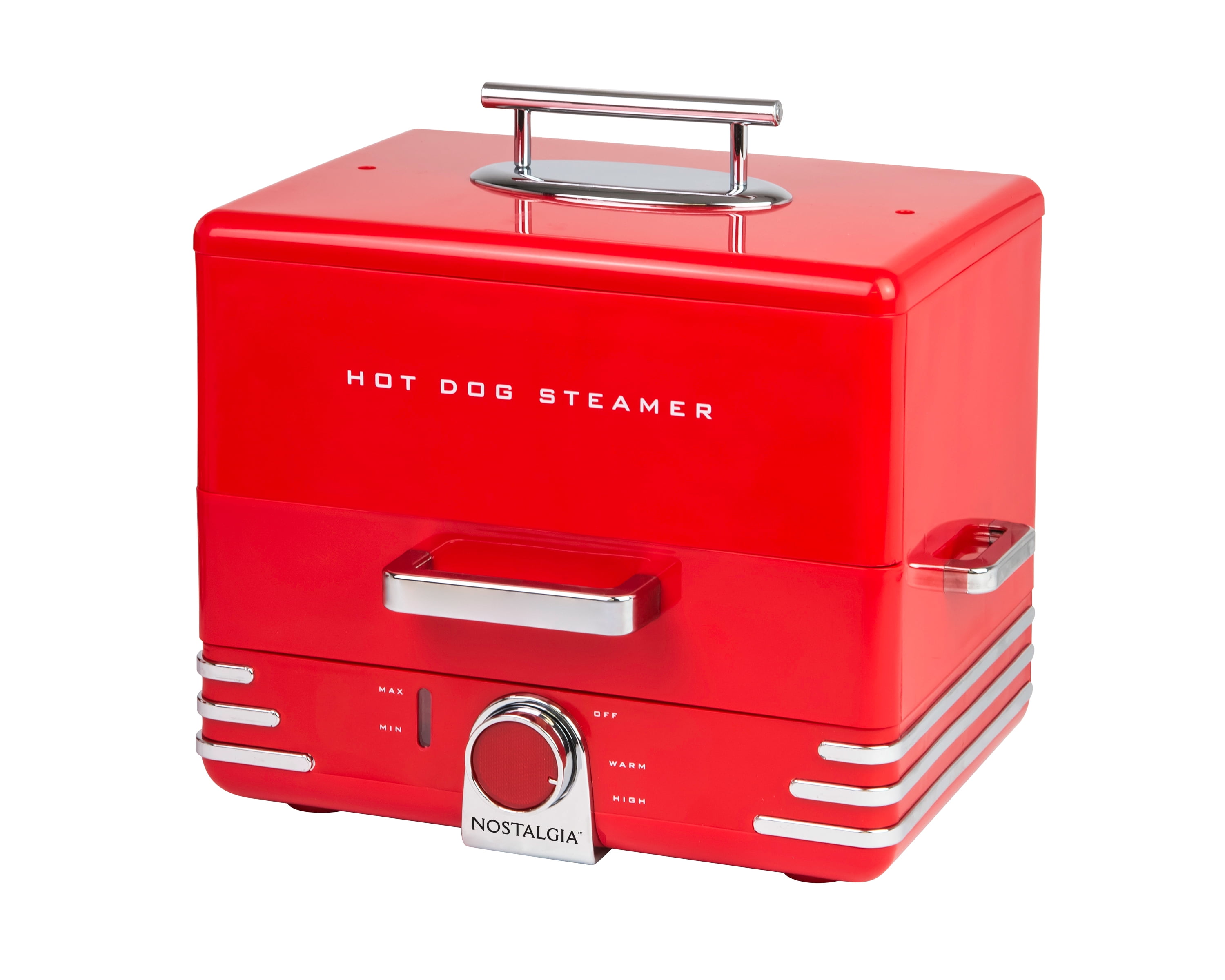 (未使用･未開封品)ノスタルジアHDS248RD超大型ダイナースタイルホットドッグスティマー Nostalgia Diner Style Hot Dog Steamer and Bun Warmer, Home Cooker