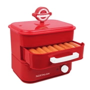 Nostalgia Hot Dog Steamer and Bun Warmer, Red