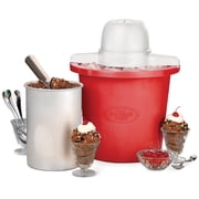 Nostalgia 4-Quart Ice Cream Machine, Electric Ice Cream Maker with Transparent Lid, Red