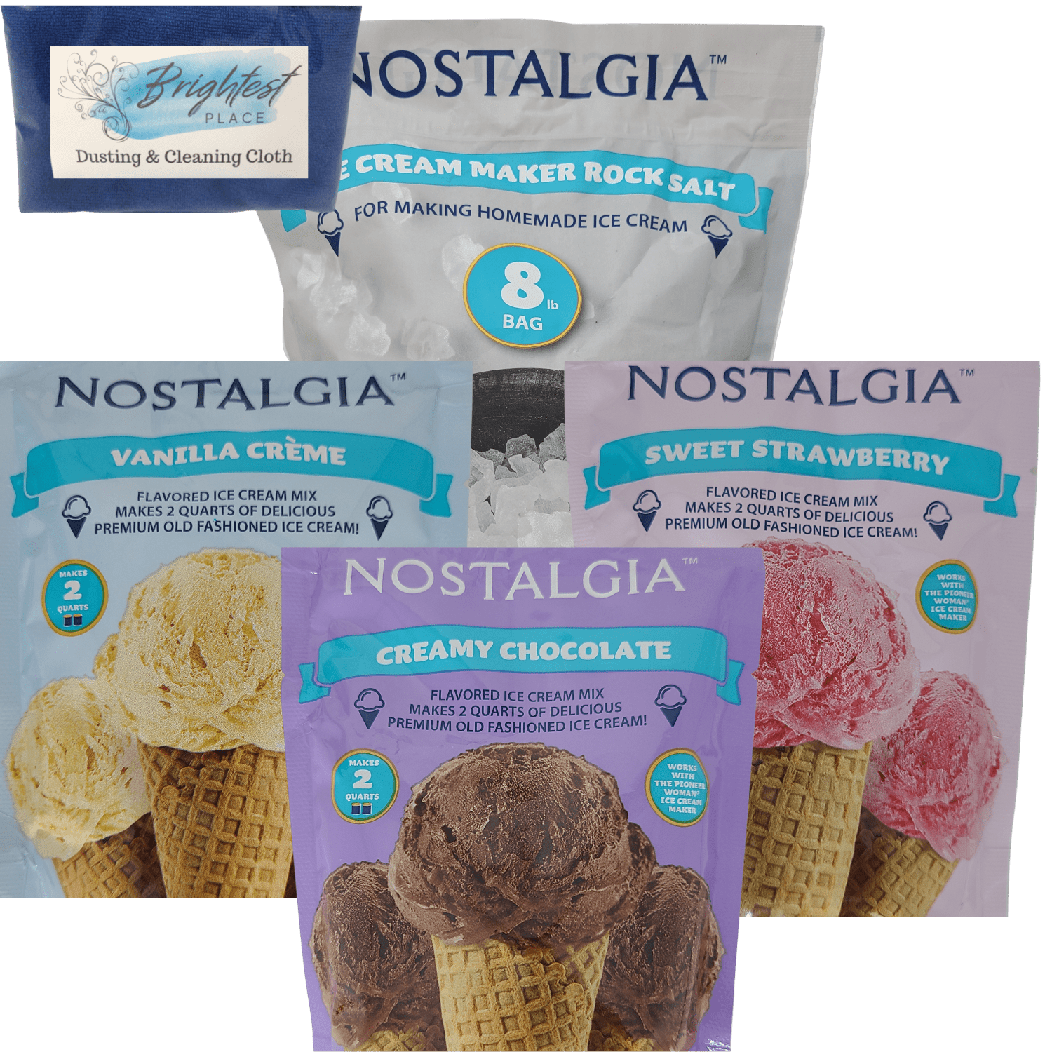 Nostalgia Ice Cream Mix Vanilla, Chocolate, Strawberry, Salt, Brightest