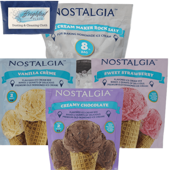 Nostalgia Ice Cream Mix Vanilla, Chocolate, Strawberry, Salt, Brightest Place Clean Cloth