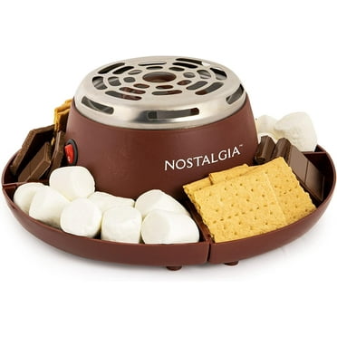 Nostalgia Indoor Electric Smores Maker Smores Kit with 2 Marshmallows Roasting Forks, Brown