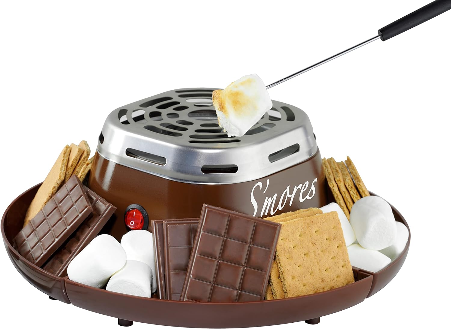 Nostalgia Indoor Electric Smores Maker Smores Kit with 4 Marshmallows Roasting Forks, Brown - image 1 of 6
