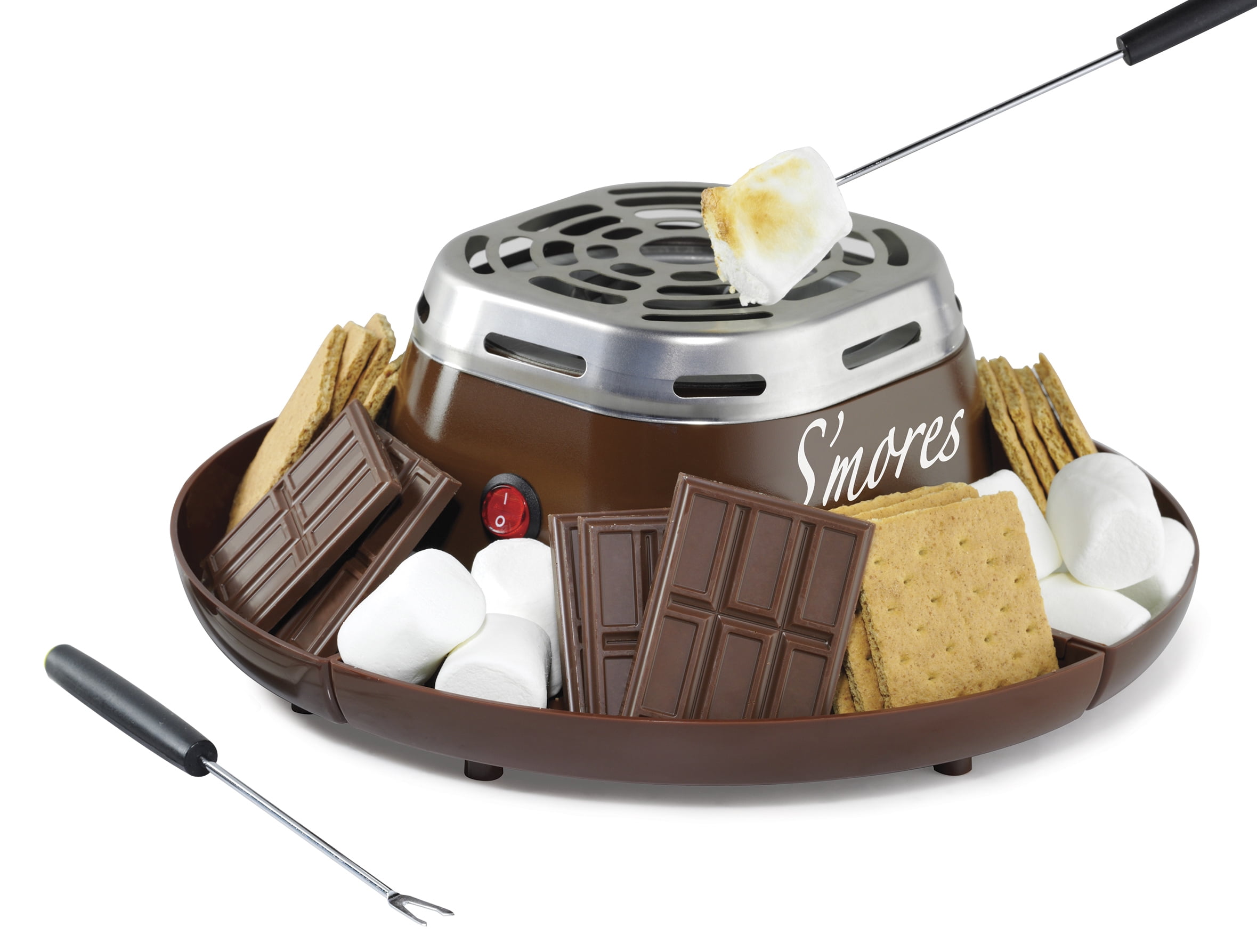 Brown Stainless Steel Indoor Electric S'mores Maker with Trays