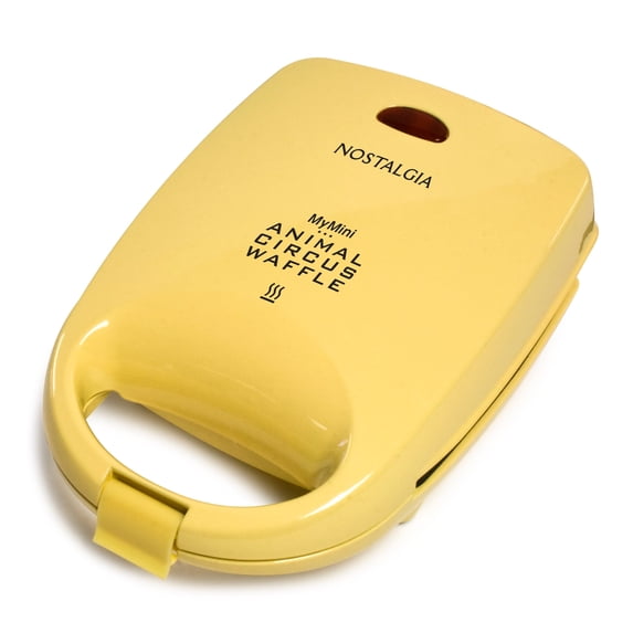 Nostalgia MyMini Animal Circus Mini Waffle Maker with Non-Stick Cooking Plate, 520W, Orange