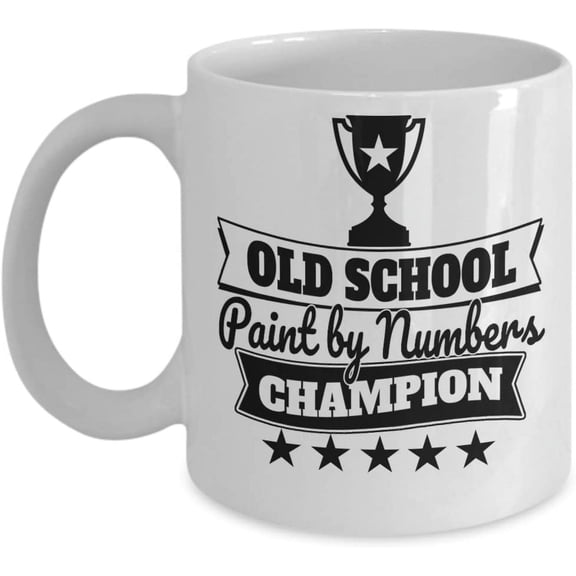 Nostalgia Mugs - Old School Paint by Numbers Champ - Fun Games and Hobbies from the Past - Premium Ceramic Coffee Cup - 15oz Ceramic Coffee Cup - Appreciation Birthday Stocking Stuffer
