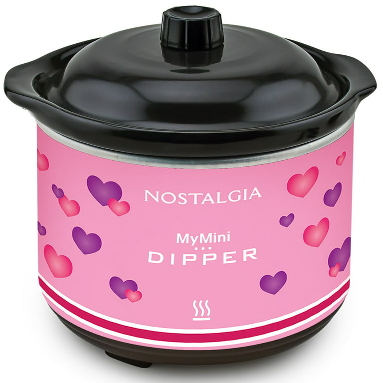 Nostalgia My Mini Chocolate Dipping Pot, Electric Skillet, Pink Polka Dot 