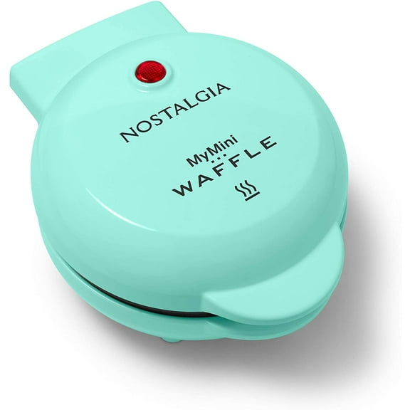 Nostalgia MyMini Personal electric waffle maker compact size 5 inch non-stick for kitchens, campers and more