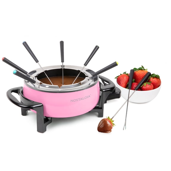 Nostalgia NFPS6PK 12-Cup Electric Fondue Pot, Pink