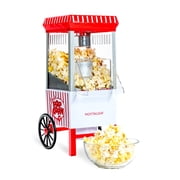 Nostalgia Hot Air Popcorn Maker, 12-Cup Countertop Popcorn Machine with Measuring Cup, Red and White
