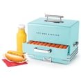 thumbnail image 1 of Nostalgia Retro Hot Dog Steamer, Large Hot Dog Cooker with Bun Warming Tray, 600W, Aqua, 1 of 8
