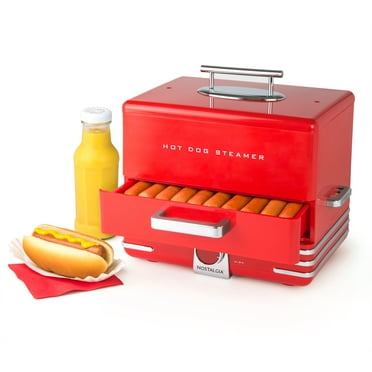 Nostalgia NHDS206RD 600 Watt, Plastic Hot Dog Steamer, Red