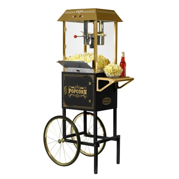 Nostalgia NKPCRT10BK Vintage 10-Ounce Vintage Professional Popcorn Cart - 59-Inches Tall - Black